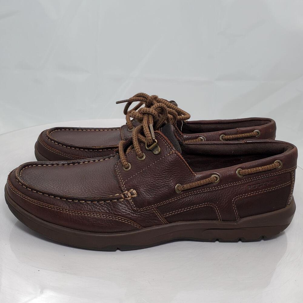 Rockport Walkability Boat Shoes Men 10.5 M Brown Leather Comfort V77918 Adiprene